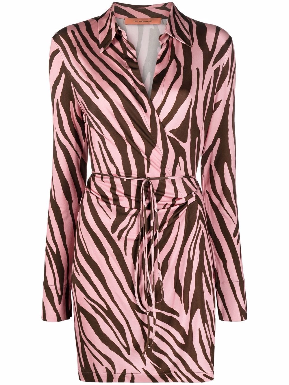 The Andamane Jane Zebra Animal Printed Wrap Mini Dress.